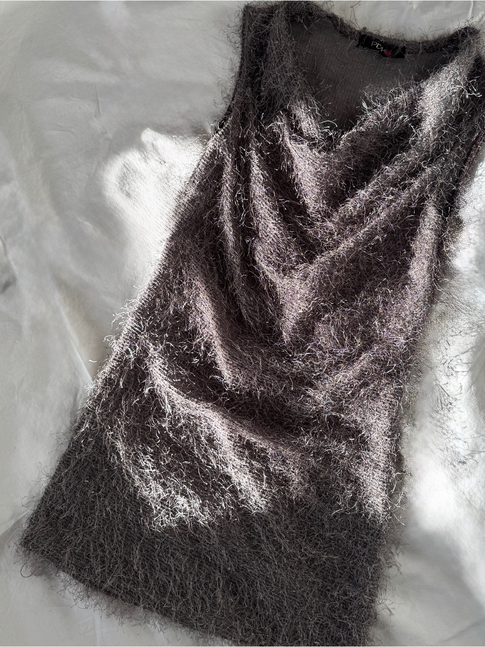 Vintage Fuzzy Mini Dress in Charcoal Gray